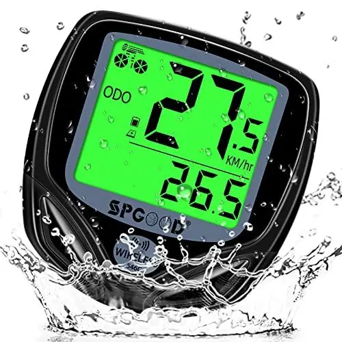 Produktbild: SPGOOD Fahrradcomputer Kabellos,19 Funktionen IP54 wasserdichte mit Hintergrundbeleuchtetem Display fahrradtacho,Automatischer Start/Stopp Fahrrad tacho kabellos, tacho Fahrrad Schwarz (Schwarz)