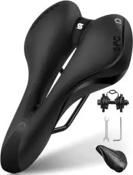 Produktbild: SPGOOD Fahrradsattel Herren Damen Bequemer Breit Weich Gel Ergonomisch Fahrrad Sattel mit überzug & Schraubenschlüssel für Mountainbike MTB Trekking Rennrad Heimtrainer E-Bike Fahrradsitz 27 * 16cm