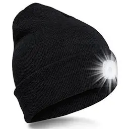 Produktbild: SPGOOD LED Beanie Beleuchtete Mütze mit Licht,Wiederaufladbare USB Winter Warm LED Mütze mit Licht,Lampe Laufmütze für Angeln,Jogger,Camping,Laufen(Schwarz)