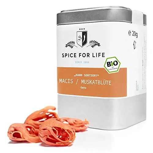Produktbild: Spice for Life Macis Macisblüte Bio Muskatblüte - Ganz Schale Handverlesen - Premium Muskat Gewürz Mild und Harmonisch - Beste Qualität aus Kerala unser Partner Bio Farm in Indien