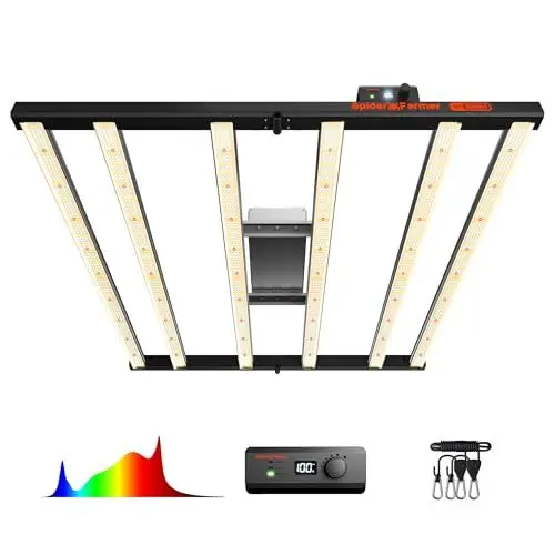 Produktbild: Spider Farmer G5000 LED Grow Lampe 480W mit 2502pcs Dioden LED Pflanzenlampe Vollspektrum Grow Light Dimmbare Daisy Chain Wachstumslampe für Gemüse Blume 120x120CM Abdeckung 2,85 μmol/J