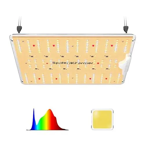 Produktbild: Spider Farmer LED Grow Lampe SF1000D LED Vollspektrum Pflanzenlampe mit Samsung LM301B Dioden 100W Abdeckung 60x60cm Grow Light Wachstumslampe für Growzelt Zimmerpflanzen Gemüse Blume