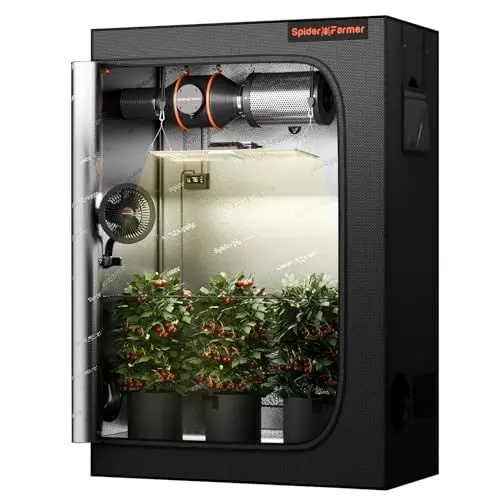 Produktbild: Spider Farmer SF2000 Growzelt Komplett Set LED Pflanzenlampe Vollspektrum Grow Lampe Samsung LM301H EVO LEDs GrowZelt Kit Komplettes 60x120x180cm Hydroponics 1680D Grow Tent Homebox Zuchtzelt