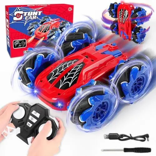 Produktbild: Spider Ferngesteuertes Auto für Kinder,Spielzeug Stunt Auto mit 6 Spielmöglichkeiten,2.4GHz RC Auto Jungs Geschenke ,360°Drehbare Drift Car spielzeug Geschenk ab 3 4 5 6 7 8 9 10 Jahre Drinnen Draußen