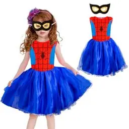 Produktbild: Spider Kostüm Kinder Mädchen Kleid, Supergirl Kostüm Kinder Spidergirl Kostüm Mädchen Spinne Kostüm With Spider Maske Prinzessin Kleid for Halloween Verkleidung Party Cosplay Karneval