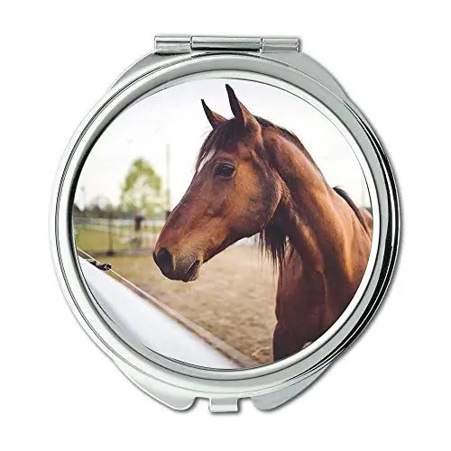 Produktbild: YENDOSTEEN Spiegel, Compact Mirror, Tier braunes Pferd, Taschenspiegel, tragbarer Spiegel