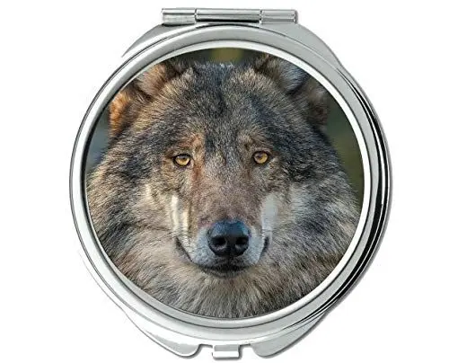 Produktbild: YENDOSTEEN Spiegel, Reisespiegel, Animal Wolf Men Taschenspiegel, 1 X 2X Vergrößerung