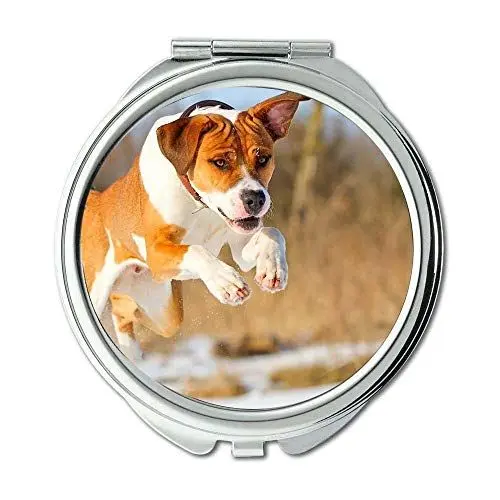 Produktbild: Spiegel, Schminkspiegel, Tiere Katze Kätzchen Hund Golden, Taschenspiegel, 1 X 2X Lupe
