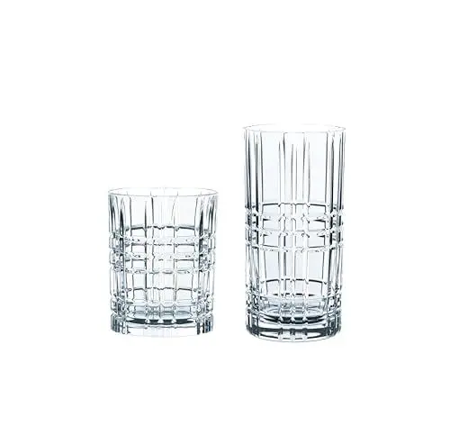 Produktbild: Nachtmann 12-teiliges Gläser Set, 6x Tumbler 345 ml und 6x Longdrinkgläser 445 ml, Highland Square, 101754, Trinkgläser aus Kristallglas, spülmaschinenfest
