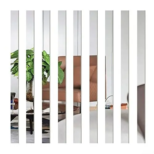 Produktbild: Spiegelfliesen Selbstklebend, 50CM Flexible Klebespiegel Gestreifte Spiegel Wandaufkleber,Nicht Glas Spiegel Selbstklebend Für DIY Home Dekorative