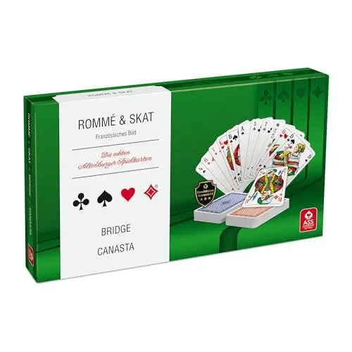 Produktbild: ASS Altenburger 22570188 Spielkartenkassette - französisches Bild, in umweltfreundlicher Stülpschachtel für Rommé, Skat, Bridge, Canasta