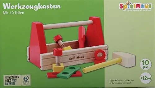 Produktbild: Spielmaus Holz Werkzeugkasten, 10tlg.