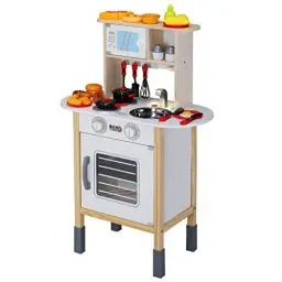 Produktbild: Spielwerk® Spielzeugküche 35 Teile Zubehör Backofen Sound Kinder Holzküche Lernspiel Spielküche Kinderküche