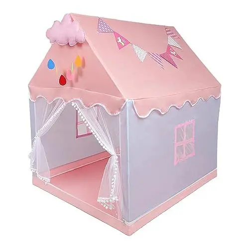 Produktbild: Spielzelt Prinzessin für Mädchen,Kinderzelt Rosa Burg Große Prinzessin Spielhaus Kinderhaus Traumschloss Indoor für Kinder