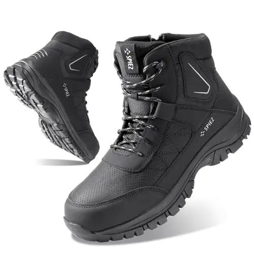 Produktbild: SPIEZ Sicherheitsschuhe Herren Sicherheitsstiefel Rutschfest Antistatisch Stahlkappenschuhe Wasserabweisend Arbeitsschuhe Schwarz EU 43