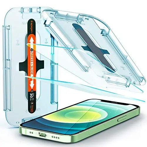 Produktbild: Spigen Glas.tR EZ Fit Schutzfolie kompatibel mit iPhone 12 Mini, 2 Stück, Kratzfest, 9H Härte Folie