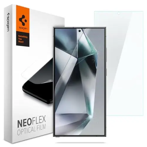 Produktbild: Spigen NeoFlex Schutzfolie kompatibel mit Samsung Galaxy S24 Ultra, 2 Stück, Kratzfest, TPU Film, Wasserinstallation Folie