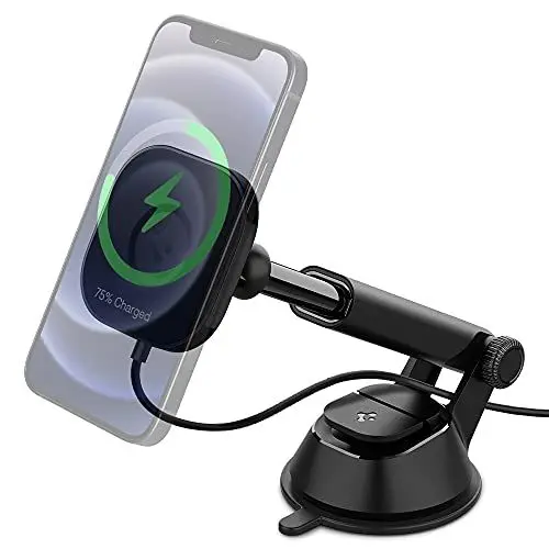 Produktbild: Spigen OneTap Pro MagFit Magnetisches Kabelloses Handyhalterung Auto Ladegerät Armaturenbrett für Magsafe, Autohalterung mit Ladefunktion, Kompatibel mit iPhone 16 15 14 13 12 Pro Max, MagSafe Hüllen