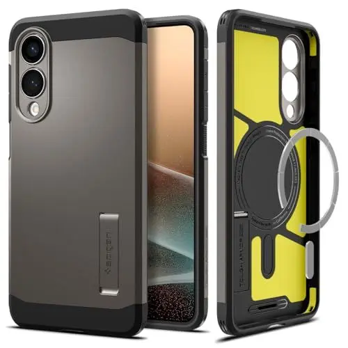 Produktbild: Spigen Tough Armor (AI) MagFit Hülle für Samsung Galaxy S25 Edge, Kompatibel mit MagSafe -Gunmetal