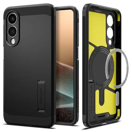 Produktbild: Spigen Tough Armor (AI) MagFit Hülle für Samsung Galaxy S25 Edge, Kompatibel mit MagSafe -Schwarz
