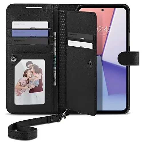 Produktbild: Spigen Wallet S Plus Hülle Kompatibel mit Samsung Galaxy A54 5G Leder Klapphülle Kartenfach für 9 Karten Stoßfest Schutzhülle -Schwarz