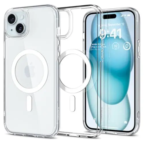 Produktbild: Spigen für iPhone 15 Ultra Hybrid MagFit Hülle (Anti-Yellowing) Case Handyhülle Transparent Dünn Slim Kompatibel mit MagSafe -Weiß