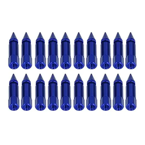 Produktbild: Spike Lug Nuts, 20 Stück Universal M12x1.5 Racing Wheels Felgen Radmuttern 90-mm-Spitzmuttern aus Aluminiumlegierung mit Steckschlüsselzubehör(Blau)
