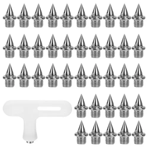 Produktbild: Spike Nägel, 40 Stück Stahl Robuster Spike Nägel 5 mm Pyramid Ersatz Spikes Wrench für Leichtathletik Training Wettkampf (Silberne Farbe)
