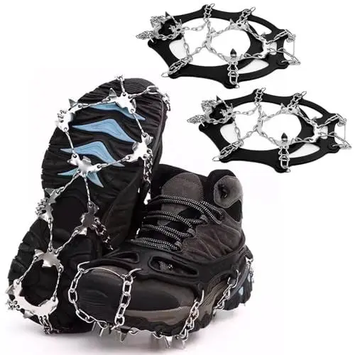 Produktbild: Spikes Schuhe, Steigeisen für Wanderschuhe, Steigeisen für Bergschuhe, mit 19 Edelstahl-Spikes, Universal Männer und Frauen, für Bergsteigen Wandern Outdoor Schnee High Altitude (L)