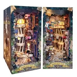 Produktbild: Spilay DIY Book Nook Kit, DIY Puppenhäuser Holz Miniatur Haus Möbel Kit Mit LED-Licht,3D Holzpuzzle Buchstütze Bücherregal Dekoration,Buchstützen Modell Build-Creativity Kit(Magic Night Alley) SQ16