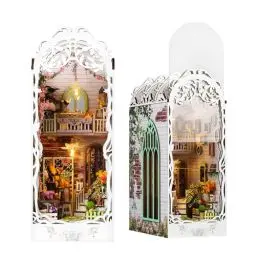 Produktbild: Spilay DIY Book Nook Kit, DIY Puppenhäuser Holz Miniatur Haus Möbel Kit Mit LED-Licht,3D Holzpuzzle Buchstütze Bücherregal Dekoration,Buchstützen Modell Build-Creativity Kit (Flower House BOOKNOOK)