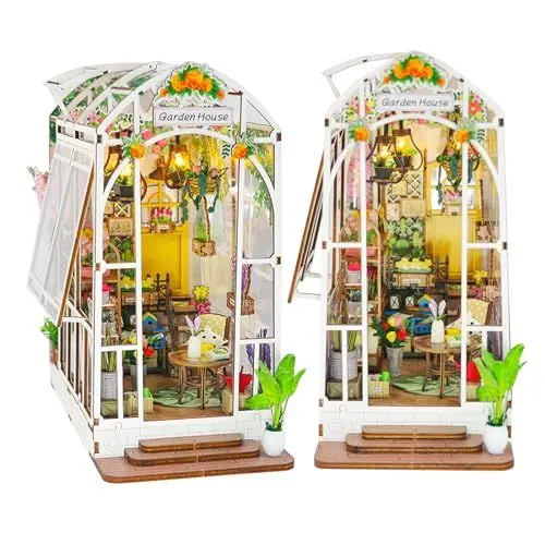 Produktbild: Spilay DIY Book Nook Kit, DIY Puppenhäuser holz Miniatur Haus Möbel Kit Mit LED-Licht,Spieluhr,3D Holzpuzzle Buchstütze Bücherregal Dekoration,Buchstützen Modell Build-Creativity Kit-M2313