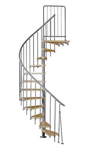 Produktbild: Spindeltreppe ATRIUM Presto, grau, Geschosshöhe 271,4-313,5 cm, Durchmesser 120 cm, mit Holzstufen aus Buche