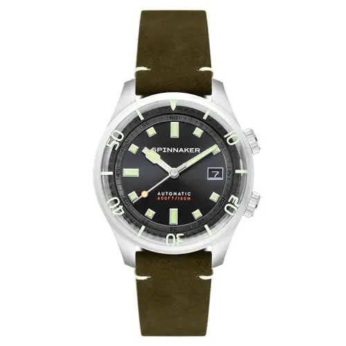 Produktbild: Spinnaker Herren 42mm Bradner Automatik Olive 3-Zeiger-Uhr mit Echtlederarmband SP-5062-02
