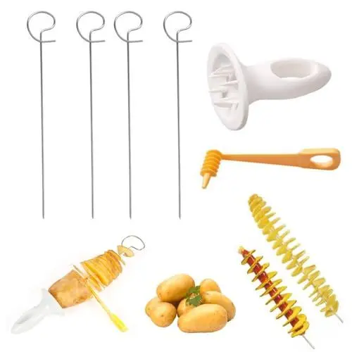 Produktbild: Spiral Chips Kartoffelschneider,Kartoffel Twister Tornado Spiralschneider Kartoffel Kartoffelspirale Edelstahl für Kartoffelturm,Grillen,Braten,Versammeln,Party
