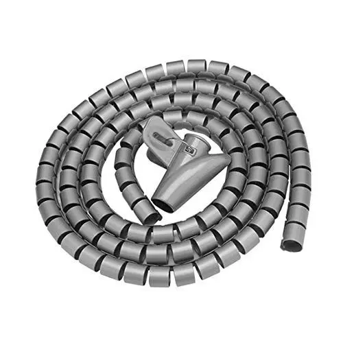 Produktbild: Spiralkabelschlauch, zuschneidbar, flexibel, Kabelschutz, Kabel-Organizer für TV, PC, Kabelmanagement und Organisation (20 mm, Grau)