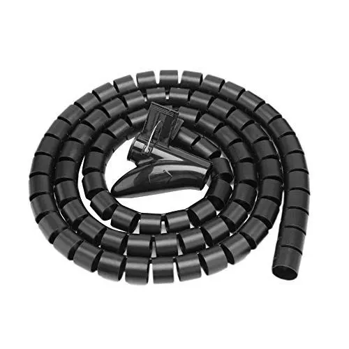 Produktbild: Spiralkabelschlauch, zuschneidbar, flexibel, Kabelschutz, Kabel-Organizer für TV, PC, Kabelmanagement und Organisation (10 mm, schwarz), 5 m