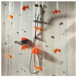Produktbild: Spirella Anti-Schimmel Duschvorhang Goldfisch Anti-Bakteriell, waschbar, wasserdicht Vinyl 180x200cm Weiß