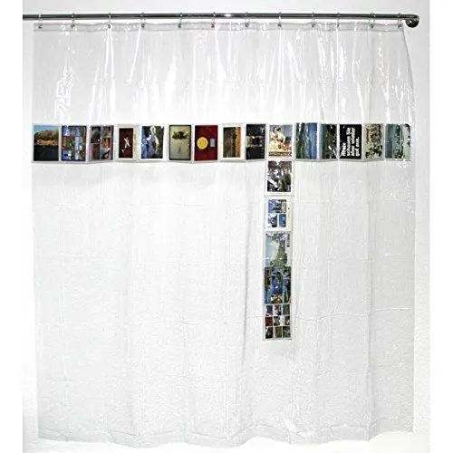 Produktbild: Spirella Anti-Schimmel Duschvorhang Postcard Clear zum selber befüllen, Anti-Bakteriell, waschbar, wasserdicht Vinyl 180x200cm