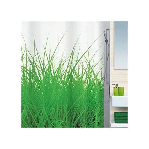 Produktbild: Spirella Anti-Schimmel Duschvorhang Gras Grün Anti-Bakteriell, waschbar, wasserdicht Polyester 180x200cm
