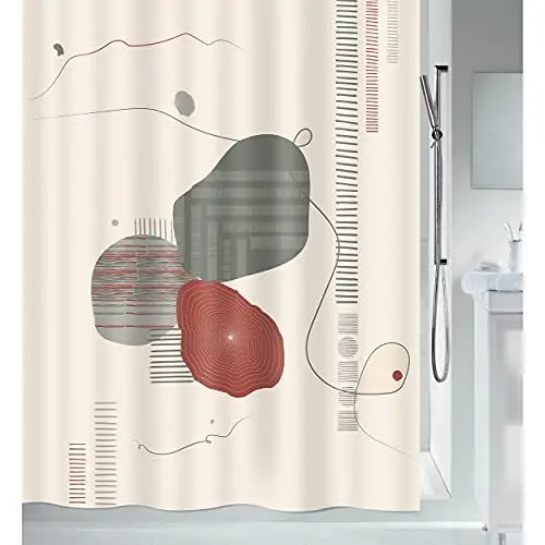 Produktbild: Spirella Schimmel Duschvorhang-Anti-Bakteriell, waschbar, wasserdicht, Polyester, „Teiva“ 180x200cm Terracotta Beige, Brown, 180 x 200 cm