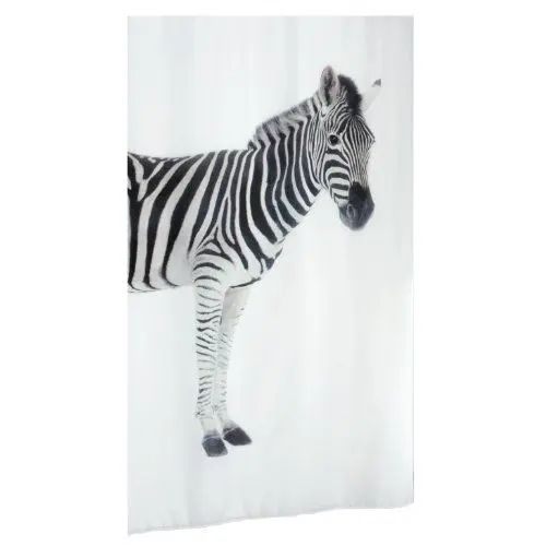 Produktbild: Spirella Anti-Schimmel Duschvorhang Zebra Savana Anti-Bakteriell, waschbar, wasserdicht Polyester 180x200cm, Schwarz