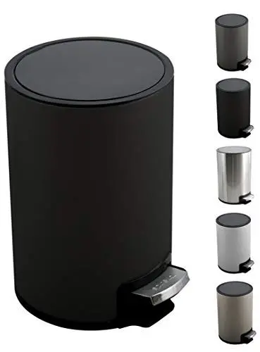 Produktbild: Spirella Kosmetikeimer 5 Liter Edelstahl mit Absenkautomatik und Inneneimer Riku Badezimmer Mülleimer Softclose Abfalleimer schwarz, Noir Mat, 5 litres