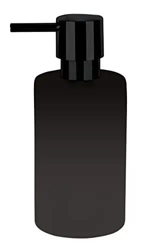 Produktbild: Spirella Seifenspender Tube | mit Edelstahlpumpe | Flüssigseifen-Spender | Porzellan | 300ml | Langliebig und Robust | matt schwarz, Keramik, Noir Mat