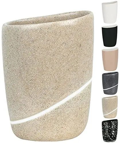 Produktbild: Spirella Zahnputzbecher Zahnbürstenhalter Etna 9x7x12,5 cm Steinoptik - Sand