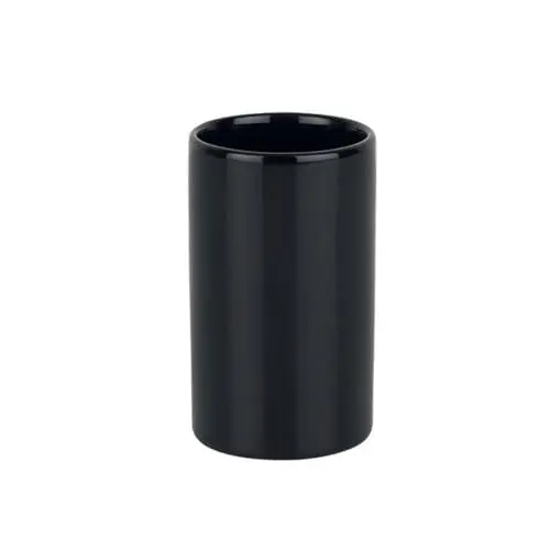Produktbild: Spirella Zahnputzbecher Zahnbürstenhalter Keramik Tube 7x11,5 cm Schwarz, Black, 1 Stück (1er Pack)