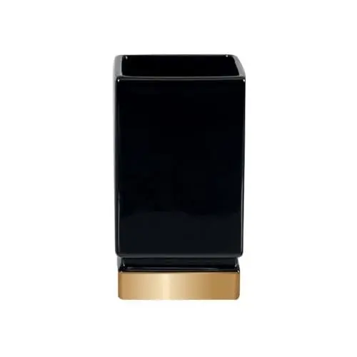 Produktbild: Spirella Zahnputzbecher Zahnbürstenhalter Porzellan Roma 7x12 cm Schwarz/Gold, Keramik, Noir/Doré/Argenté