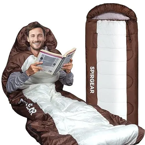 Produktbild: spirgear Schlafsack für Erwachsene - Wasserdichter Deckenschlafsack für 3 Jahreszeiten - Ideal für Outdoor, Wandern, Reisen und Rucksackreisen - 230x85cm, 1.6kg - Leicht und Perfekt für Camping