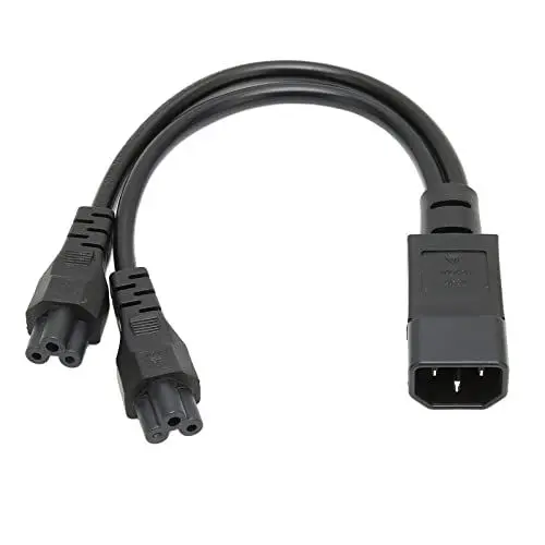 Produktbild: Splitter Netzstecker Kabel, 10A 250V IEC320 C14 Stecker auf Dual IEC320 C5 Buchse Netzkabel für Laptop Netzteil, Schreibtischlampe, Lautsprecher Usw