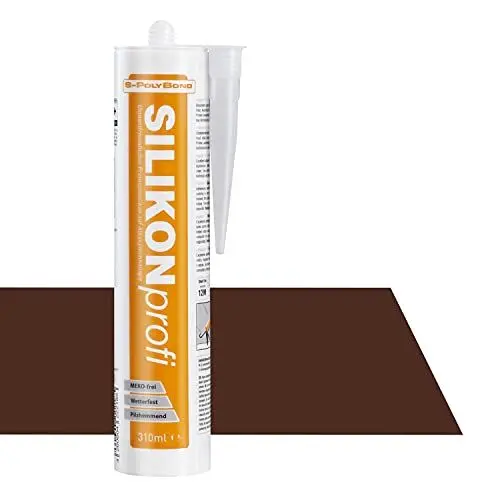 Produktbild: S-Polybond® SILIKONprofi, Alkoxy- Silikon 310ml Kartusche Dichtstoff für Innen-und Außen Sanitär, Küchenbereich, Bausilikon, uvm. MEKO frei (Mahagonibraun RAL 8016, 1x Kartusche)